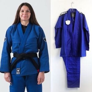 New Women's Jiu Jitsu Gi Kimono Pants 2 pc blue jacket martial arts white belt